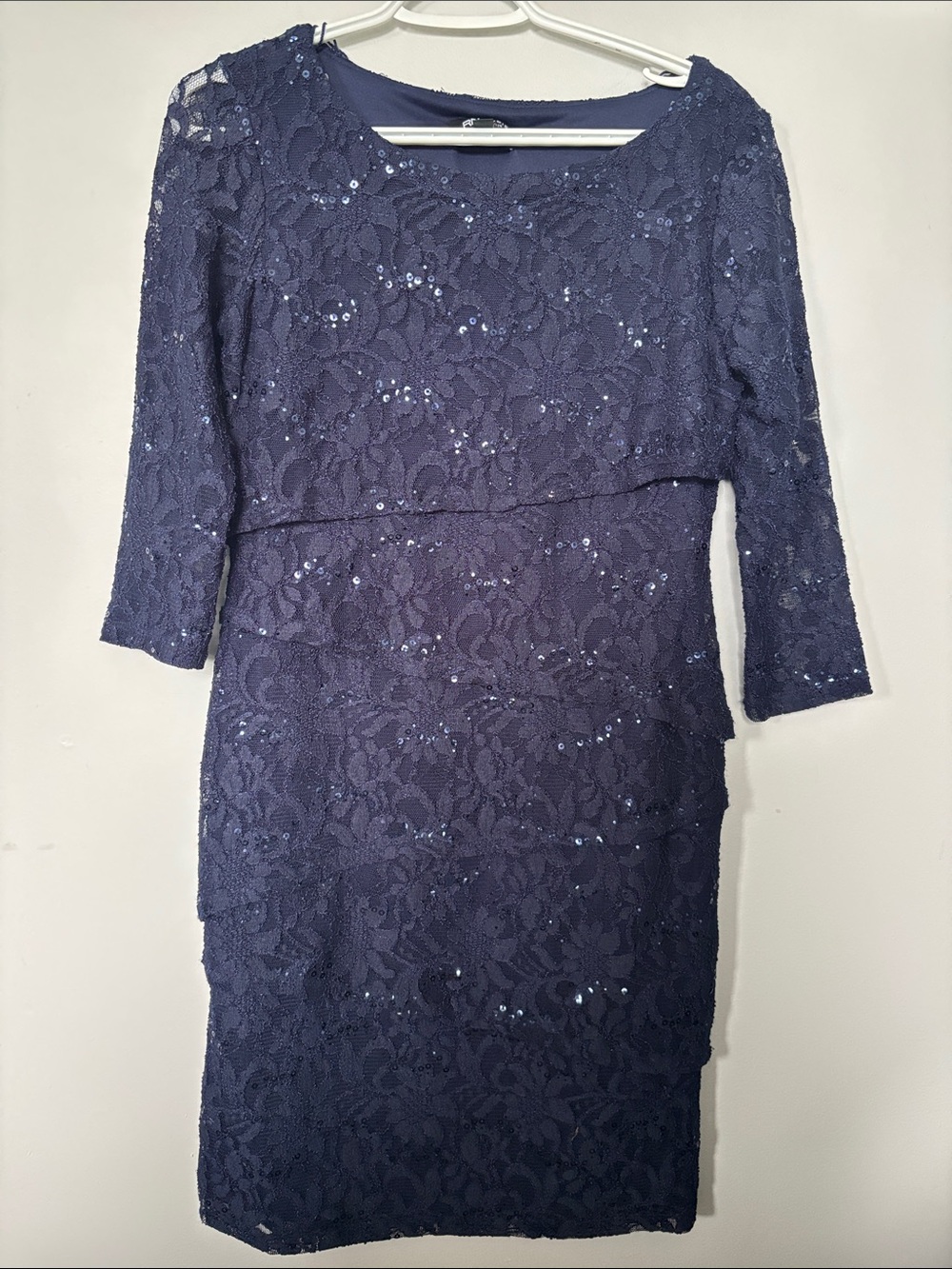 Studio Navy Lace Sequin Midi Dress